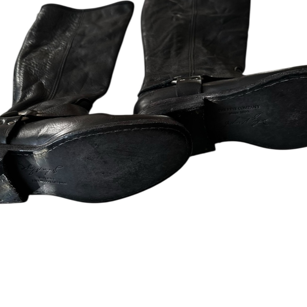 FRYE Zip Back Moto‎ Boot Black Leather Women's Boots 7.5 - Picture 3 of 4